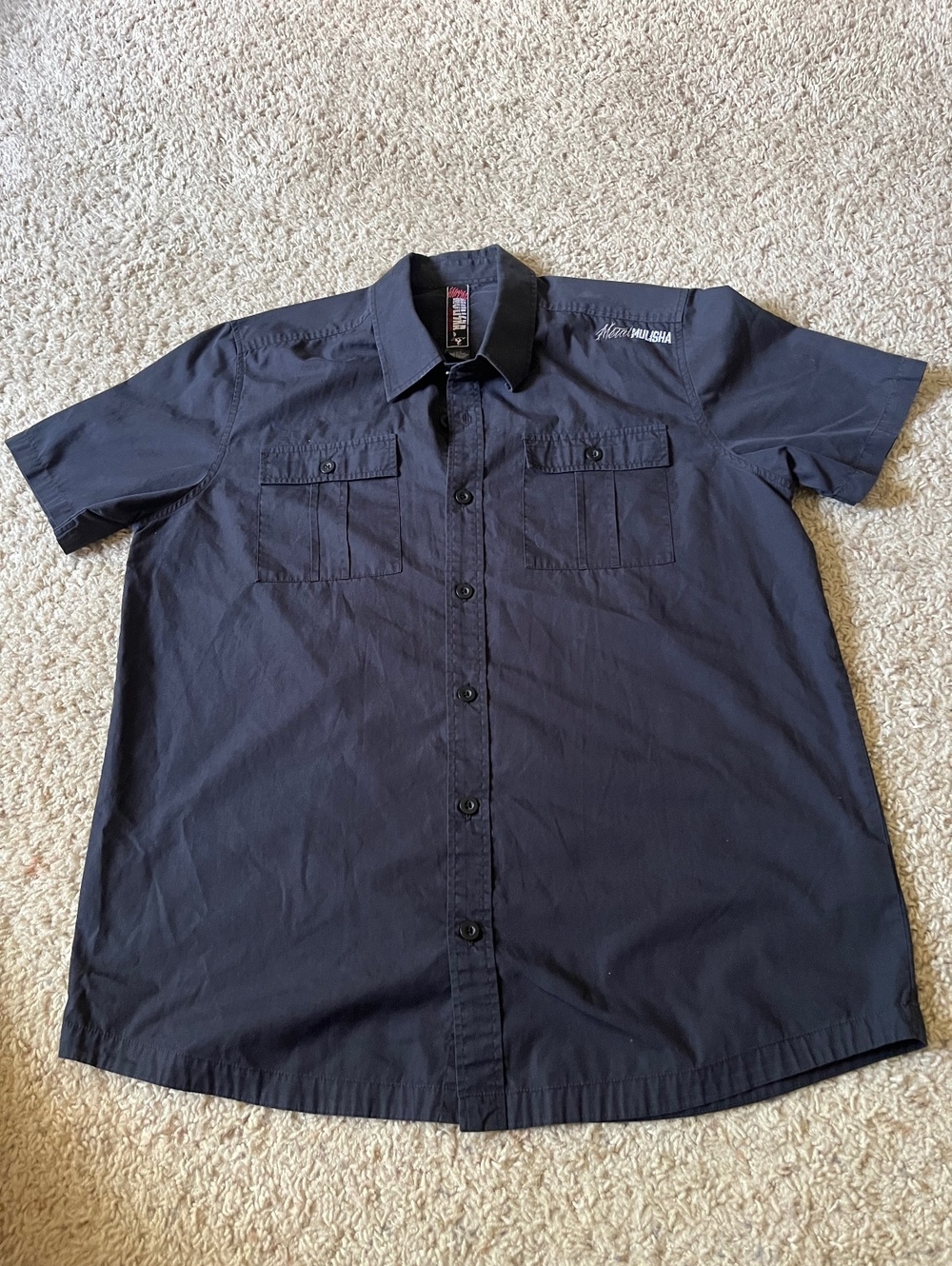Metal Mulisha Y2K Black Short Sleeve Button-Up Shirt Size Large